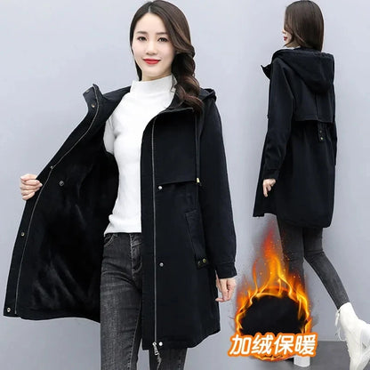 Parkas Women Autumn Winter NEW Wool Liner Thicken Warm Overcoat Hooded Windbreaker