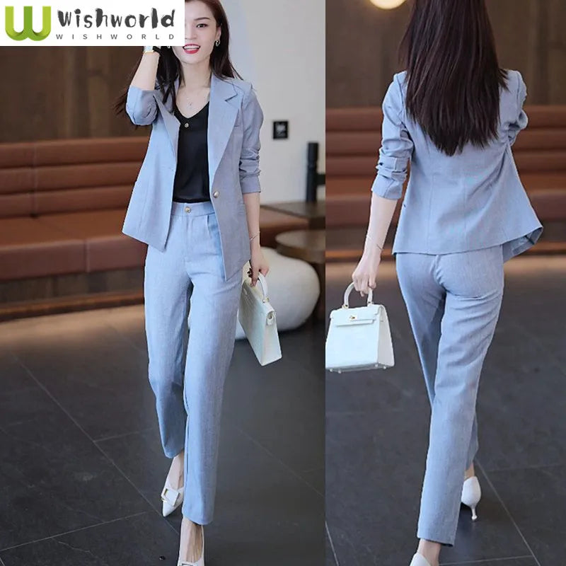 Women's Blazer Set - Pencil Pants Office Outfit