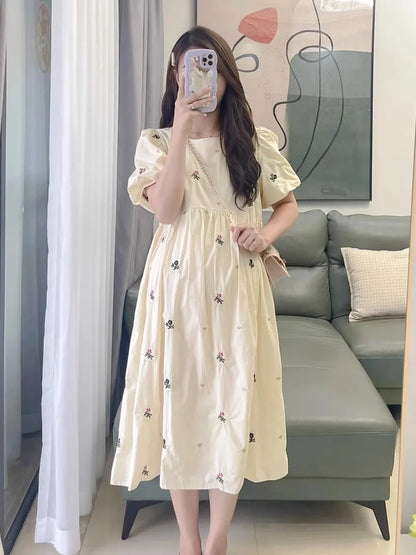 China Floral Maternity Dress - Loose Casual Pregnancy Clothing