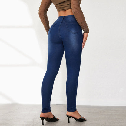 New Stretchy High-Waisted Jeans Streetwear Fashion Slim-Fitting