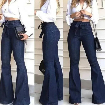 Women's Jeans Solid Color High Waist Flare Zipper Fly