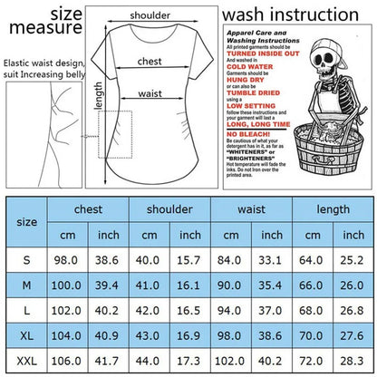 Summer Funny Cartoon Print Pregnancy T-Shirt Maternity Plus-Size Short Sleeve Top