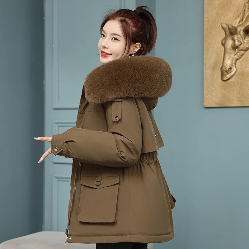 Women's Winter Puffer Coat - Thick Cotton Hooded