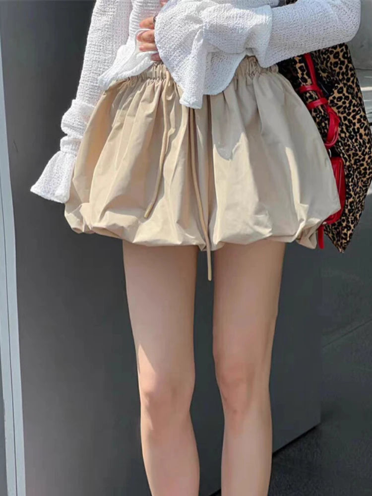 Vintage Mini Balloon Skirt Women's Summer Fashion High Waist