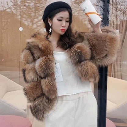 Women's Real Fur Coat - Natural Maomaokong Leather Vest