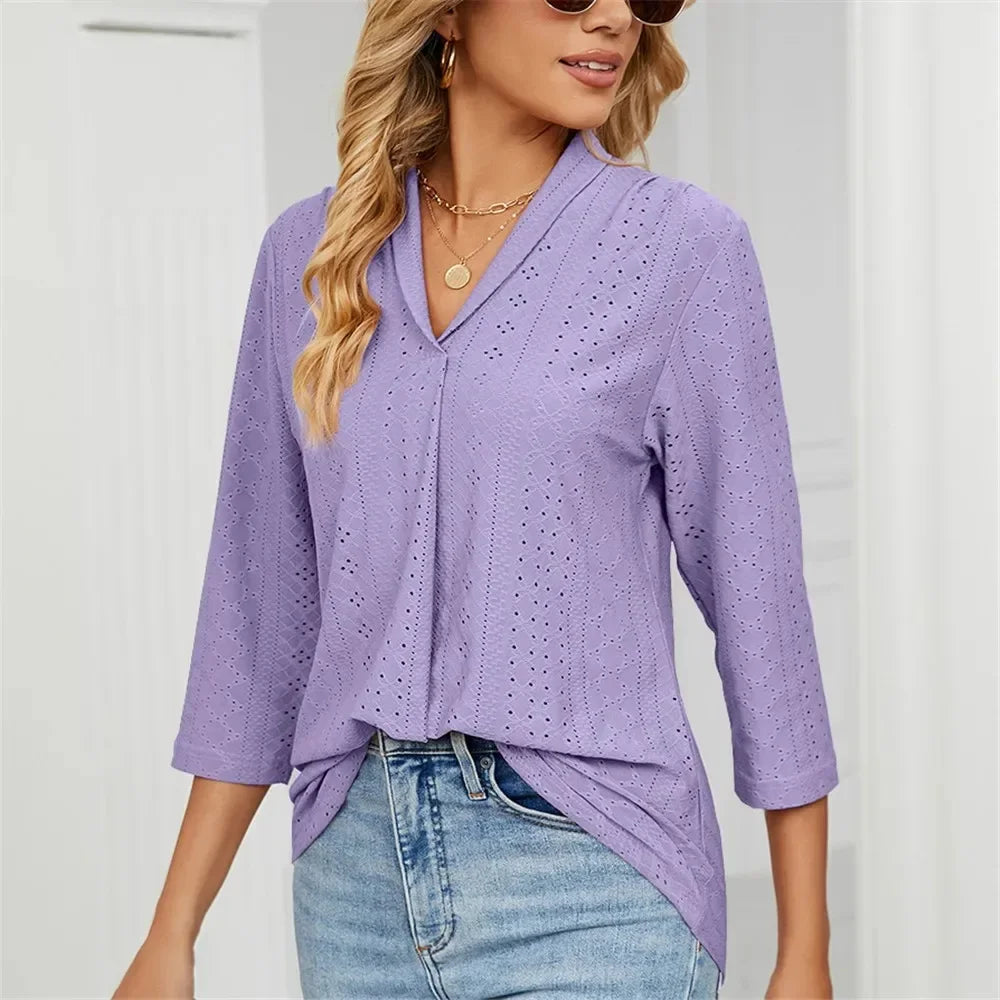 Women's Clothing Shirts & Blouses Korean Popular Clothes Purple Woman Trend 2024 Elegant Top for Women Ladies Blouse Shirt