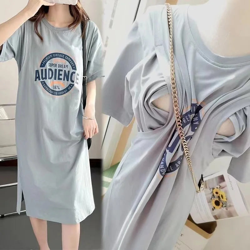 Nursing Dresses Pregnant Breastfeeding Dress Summer Maternity Loose Casual Clothing