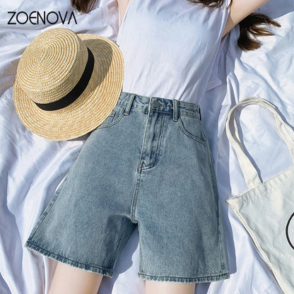 Zoenova Loose Women's Jeans Spring Summer High Waist Wide Leg