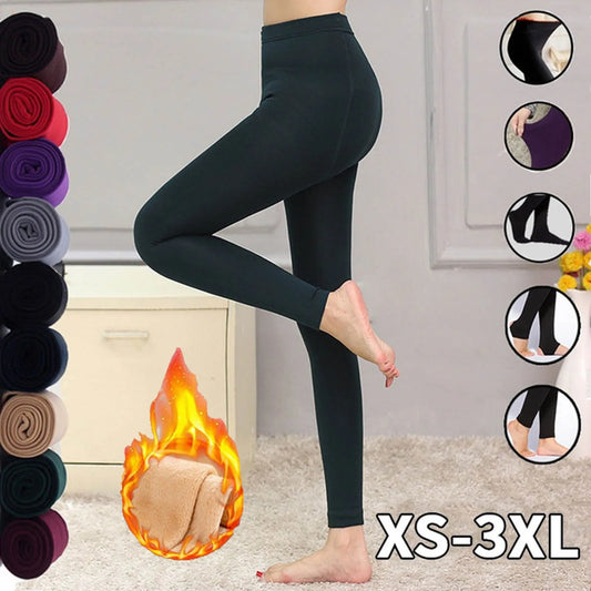 Winter Autumn Woman Thick Warm Leggings Candy Color Brushed