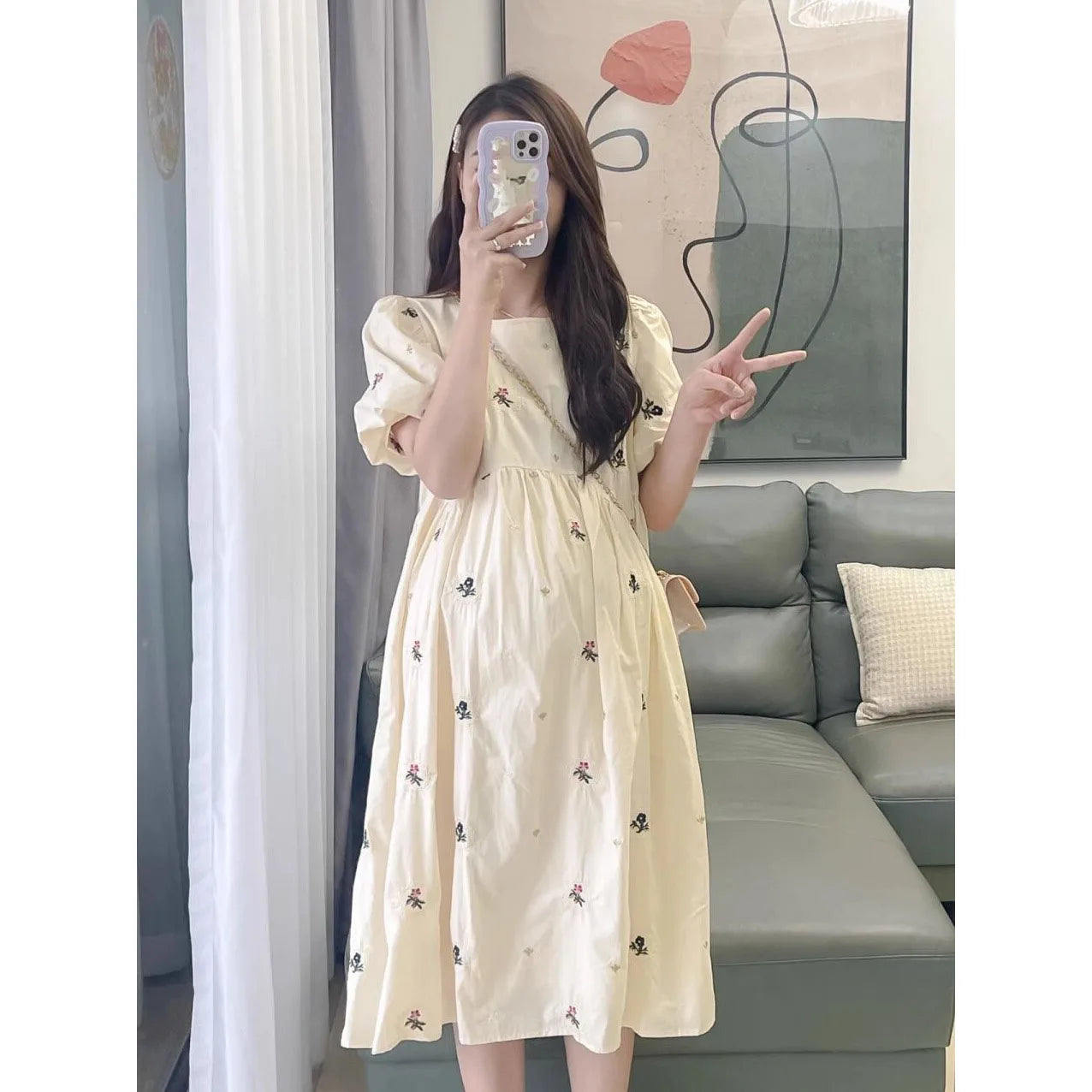 New Maternity Dresses Summer Fashion A-line Loose Short Sleeve Skirt