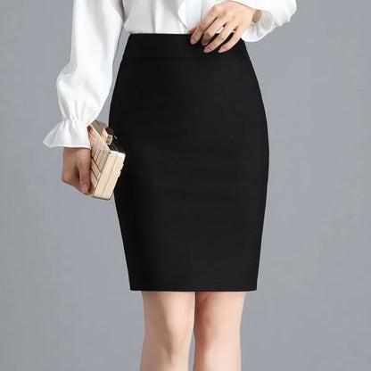 Office Lady Fashion Black Split Skirts Spring Summer Temperament