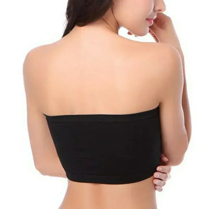 Double Layers Plus Size Strapless Bra Bandeau Tube Removable Padded Top Stretchy Seamless Bandeau Bra Boob Crop Spaghetti Strap