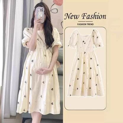 China Floral Maternity Dress - Loose Casual Pregnancy Clothing