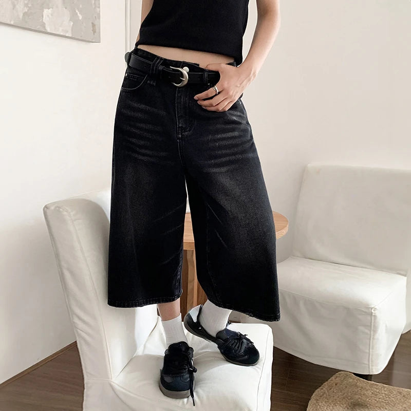 Y2K Retro Women's Low Rise Jorts Black Wash Cropped