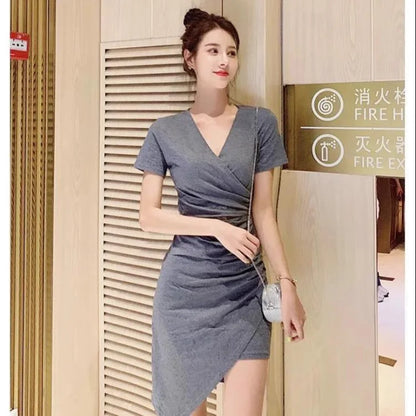 Summer Korean New Fashion Sexy Dresses Slim Fit Wrap