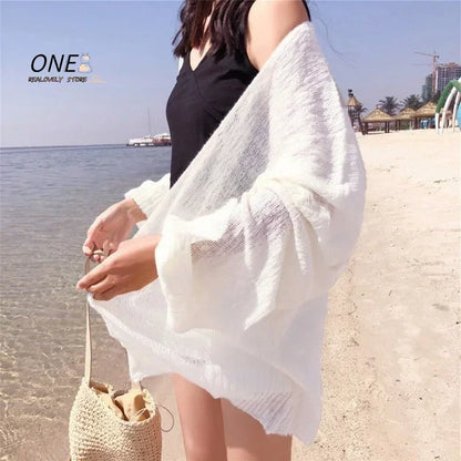 Cardigan Women Summer Sun-proof Hollow Out Solid Thin Soft Breathable Elegant Holiday Minimalist Female Fashion Ulzzang New Ins