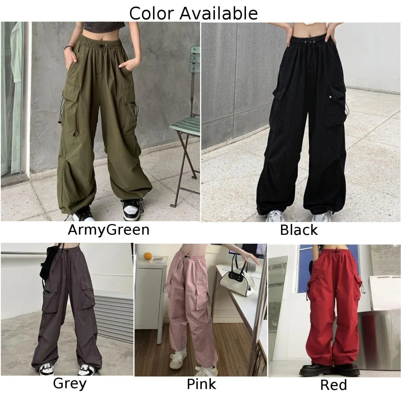 Women's Y2K Cargo Pants Vintage Loose Trousers High Waist Streetwear