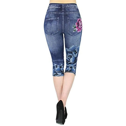 Women's Plus Size Leggings Imitation Cropped Trousers Mock