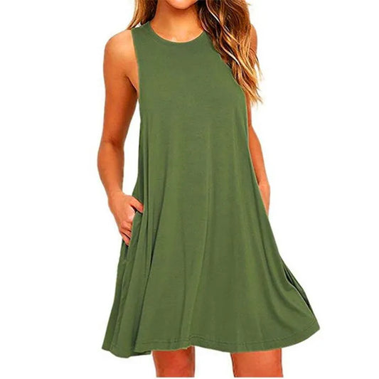 Women's Summer Casual Swing T-Shirt Dresses Beach Cover Up With