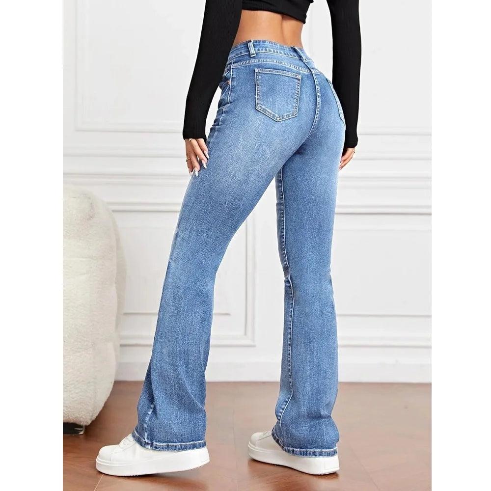 Women's Stretch Denim Jeans Slim Straight Casual Pantalon Femme