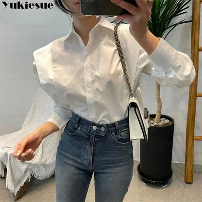 Women's Shirt Autumn 2023 New Chic Long-Sleeve Loose Blouses Street Elegant Tops Shirt OL office women blouses and tops shirts