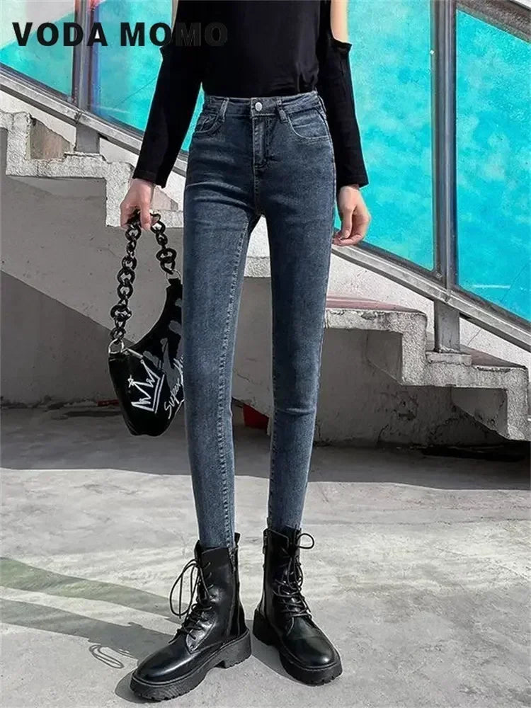 Women's Spring Trousers Skinny High Waist Vintage Streetwear