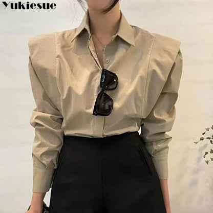 Women's Shirt Autumn 2023 New Chic Long-Sleeve Loose Blouses Street Elegant Tops Shirt OL office women blouses and tops shirts