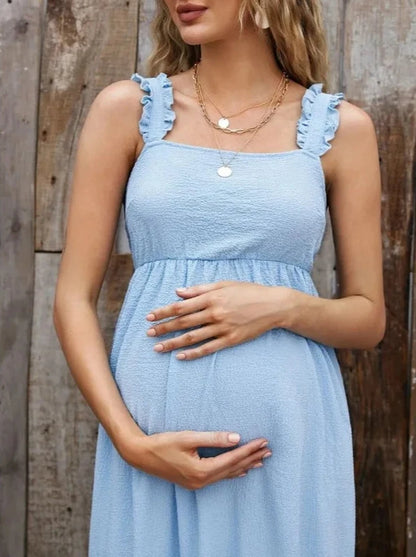 Maternity Sundress - Elegant Ruffles Pregnancy Dress