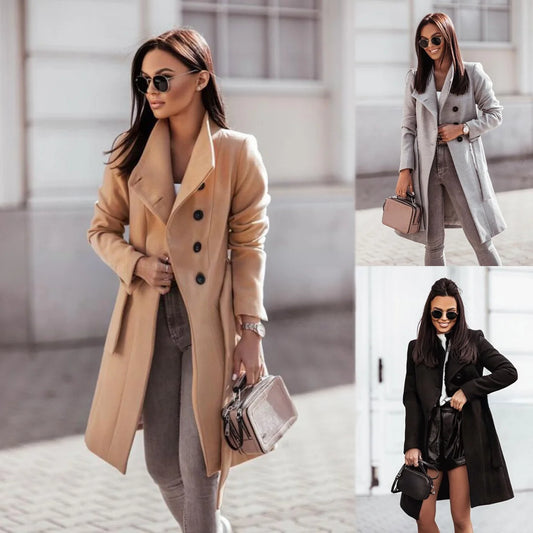 Autumn Wool Coat - Women’s Fashion Turn-down Collar