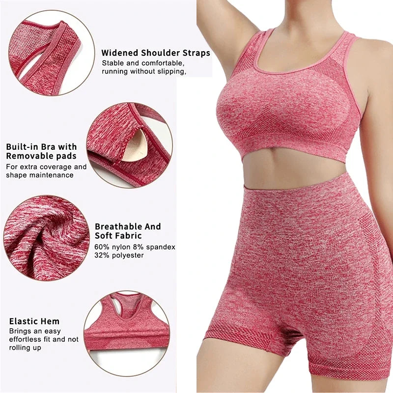 Yoga Set Gym Shorts Women's Sport Bras Brassiere Workout Tops