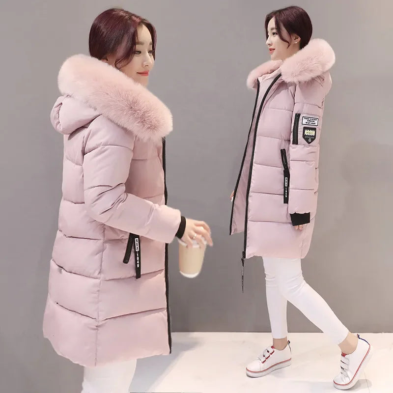 Women’s Long Cotton Parka - Casual Fur Hooded Jacket