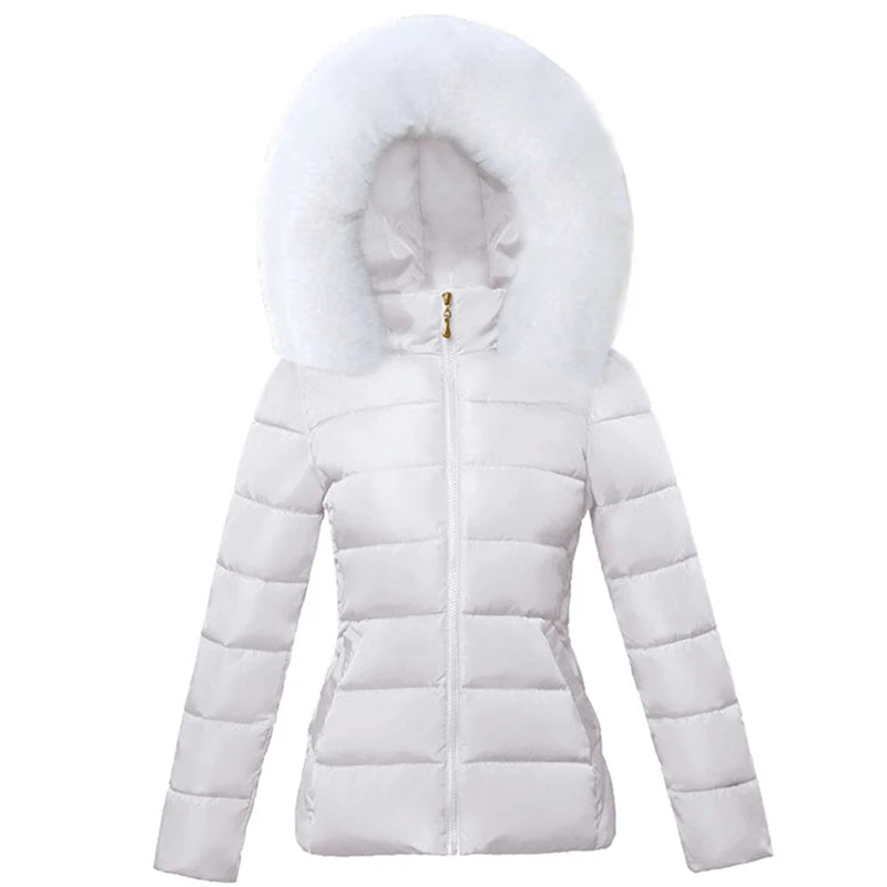 Hooded Parka - Big Fur Winter Jacket for Women