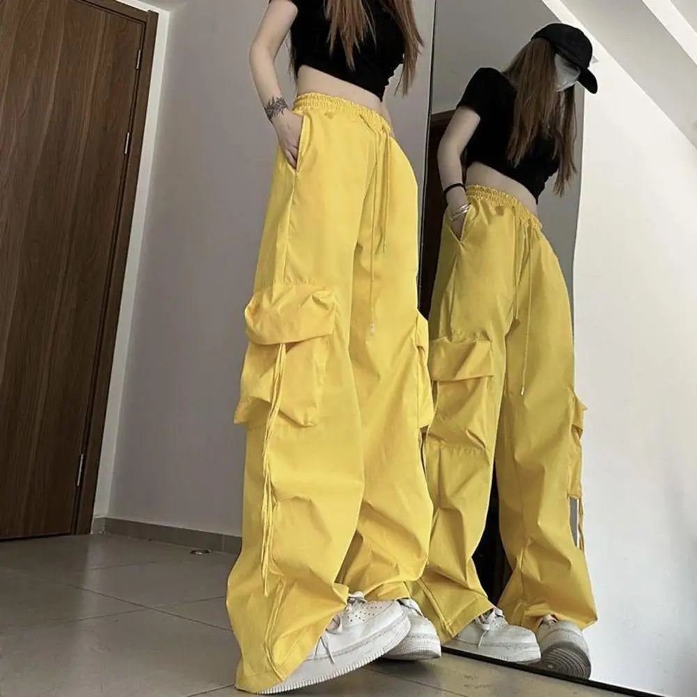 Women's Cargo Pants Vintage-Inspired High Waist Drawstring Pockets