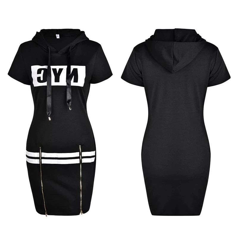 Women's Hoodie Dress - Summer Letter Print