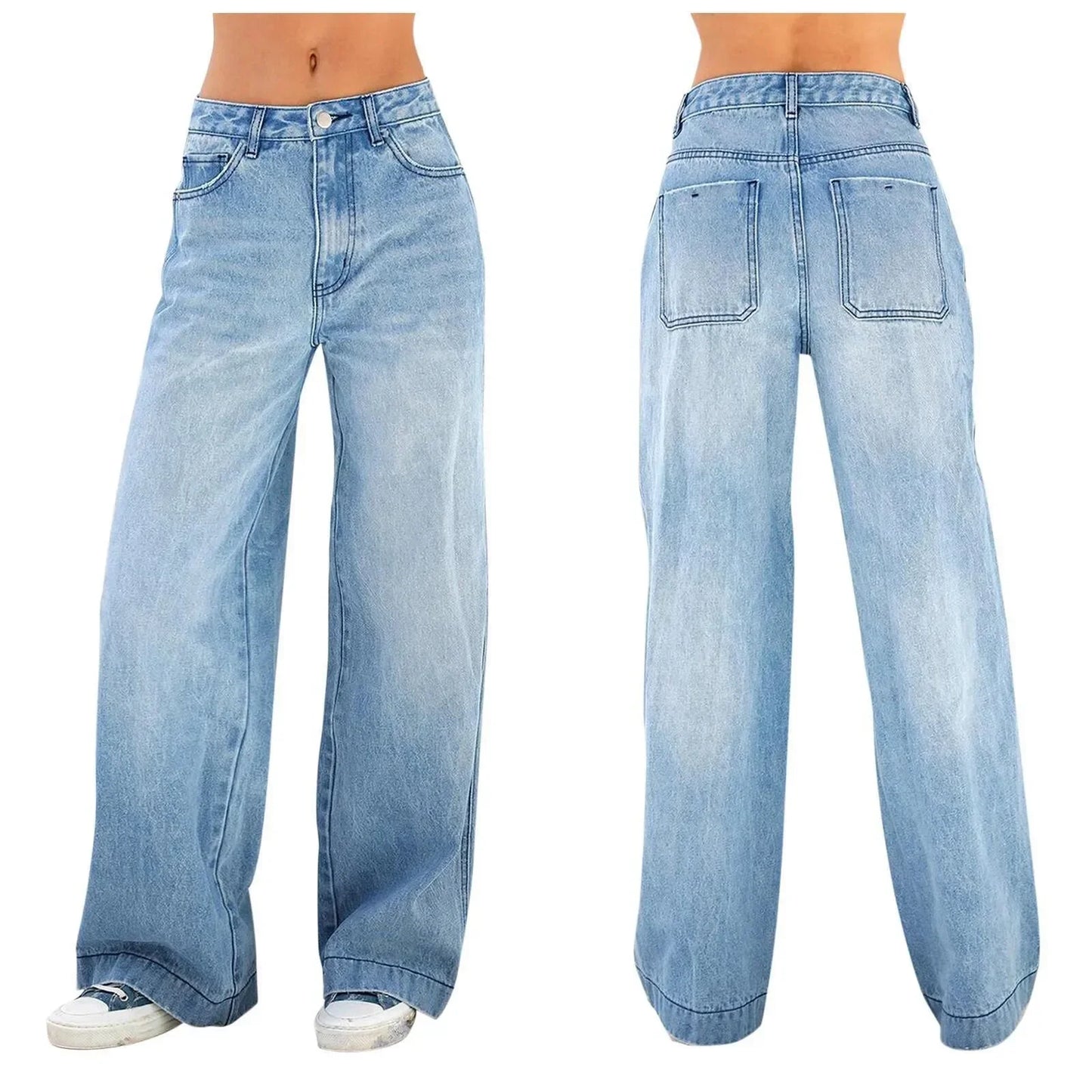 Women's Jeans Wide Leg Pants Streetwear Loose High Waist