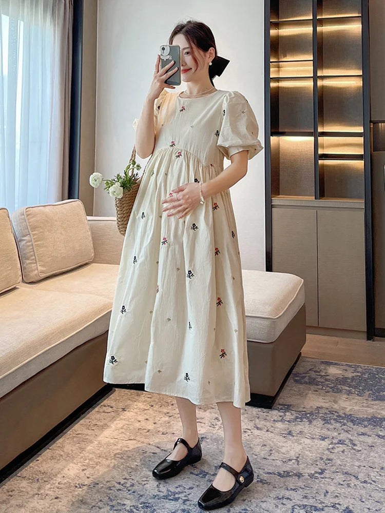 China Floral Maternity Dress - Loose Casual Pregnancy Clothing