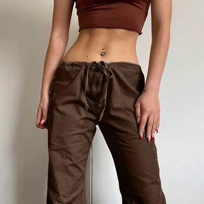 Y2K Pants Straight Wide Leg Trousers Cargo Streetwear Baggy