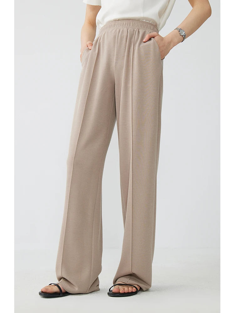 Ziqiao Pleated Wide Leg Women's Pants Casual Loose Office Slacks