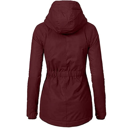 Women's Zipper Coat - Loose Pockets Parka