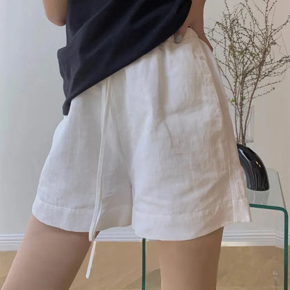 White Cotton Linen Shorts Sports Casual Pants Summer Thin