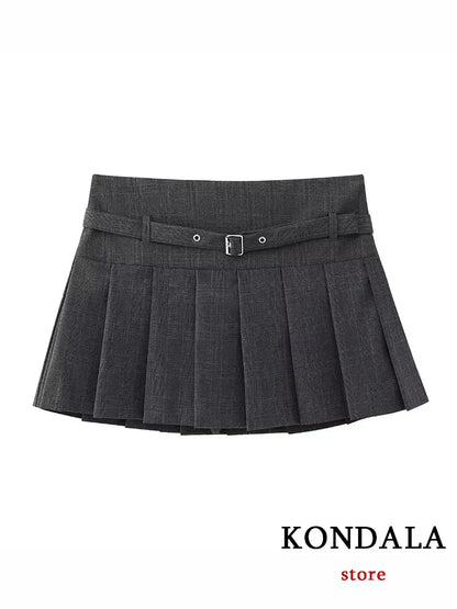 Kondala Vintage Casual Chic Women's Skirt Solid Short Zipper