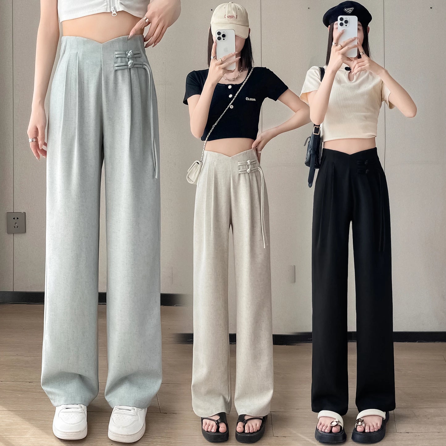 Wide Leg Pants Women's Summer Retro Chinese Style Casual