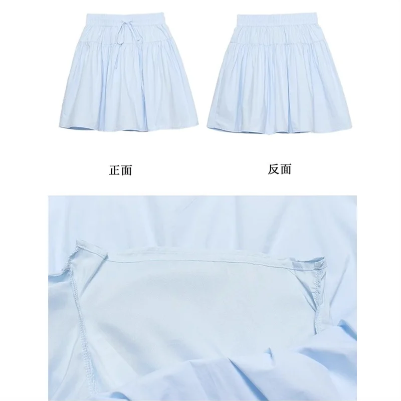 Cotton Casual A-Line Skirt Women's High Waist Elastic