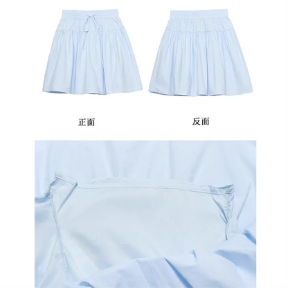 Cotton Casual A-Line Skirt Women's High Waist Elastic