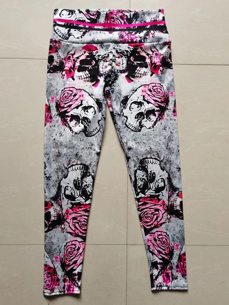 Women's Sport Leggings Fitness Yoga Skull Printed Running