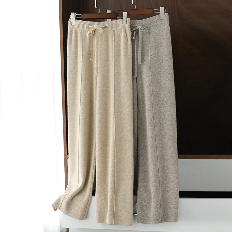 Autumn Winter Cashmere Fashion Pants Knitted Loose Women