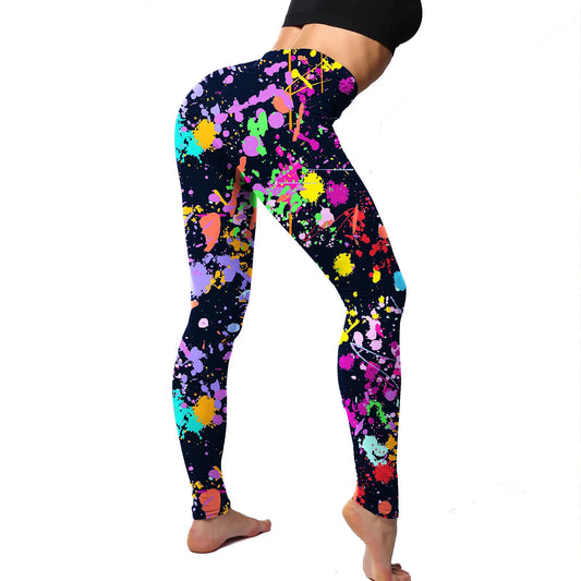 Stretchy Women's Colorful Printing Leggings Elastic Tight Cropped Pants