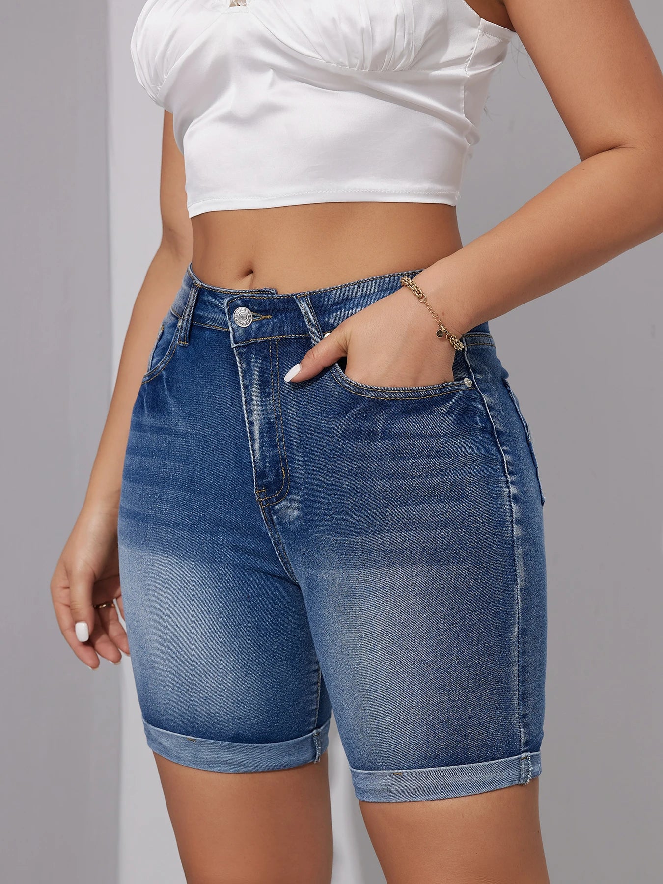 Summer New High Waist Ripped Denim Shorts Fashion Stretch