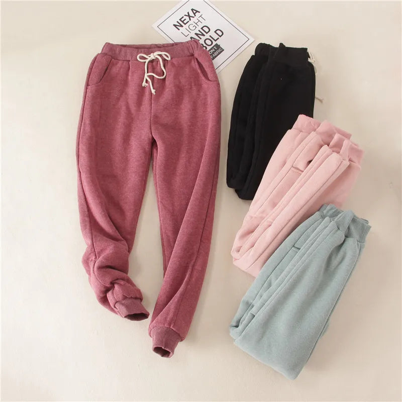 Winter Women's Pants Fleece Thicken Oversized Joggers Winter