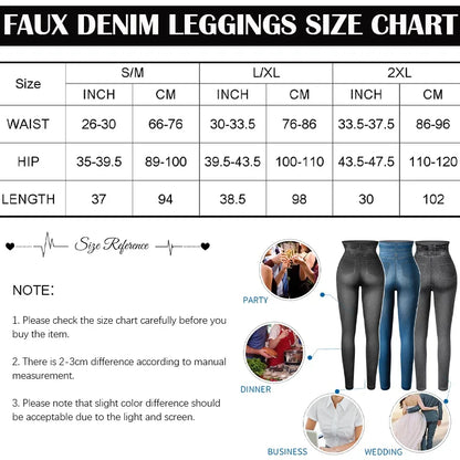 Women's Summer Stretchy Leggings Fashion Faux Denim Pocket Leggings